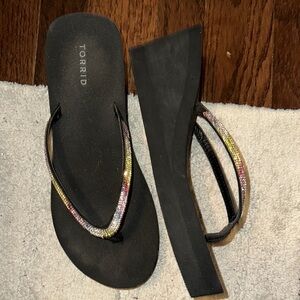 Torrid Black Sandals with Glittery Straps